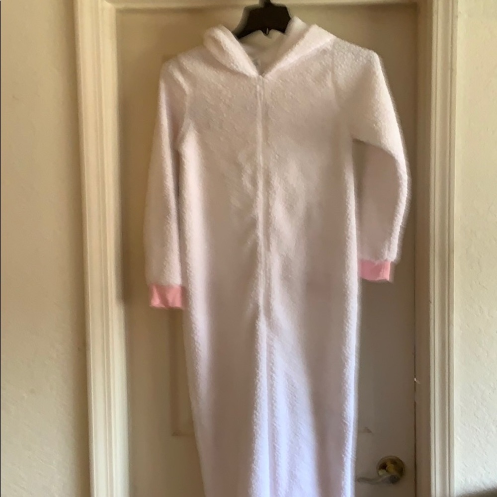 WHITE PINK RABBIT ONESIE PAJAMAS